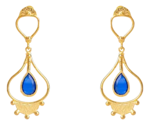 Cleopatra’s Sapphire Tears Gold Earrings, A Pair