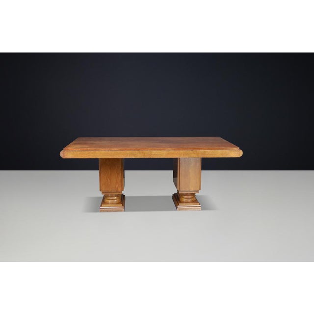 French Art Deco Extendable Dining Table in Oak attributed to Charles Dudouyt, 1930s For Sale - Image 10 of 14