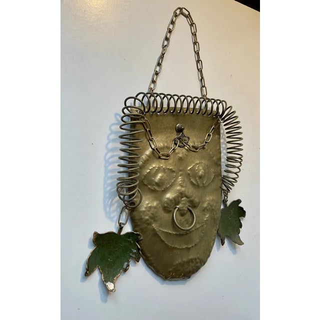 1970s Vintage Brutalist Brass Wall Plaque with Nose and Earrings, 1970s For Sale - Image 5 of 9