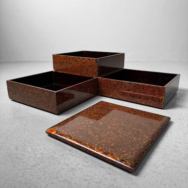 Japanese Wakasa-Nuri Jubako Stacking Box, 1940s For Sale - Image 13 of 18