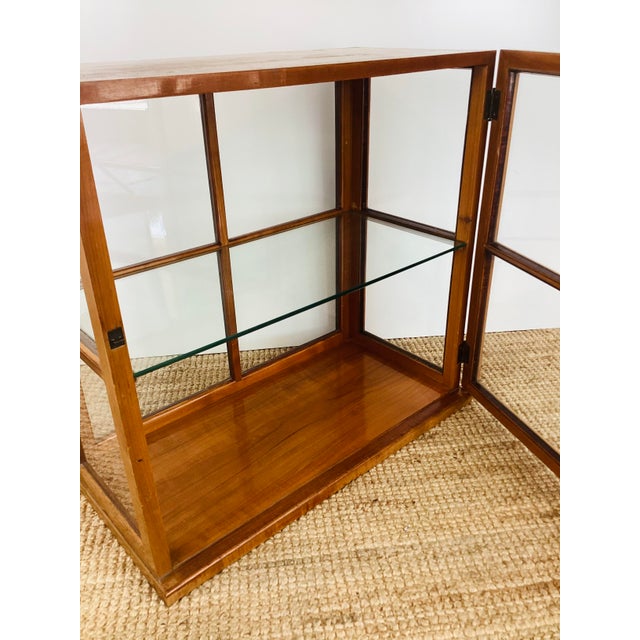 Brown Vintage 1940s Wood & Glass Table Top Display Case Cabinet / Shelf For Sale - Image 8 of 14