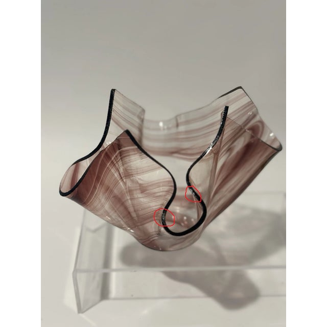 Purple Vintage Murano Style Purple Ribbon Art Glass Handkerchief Swirl Bowl For Sale - Image 8 of 8