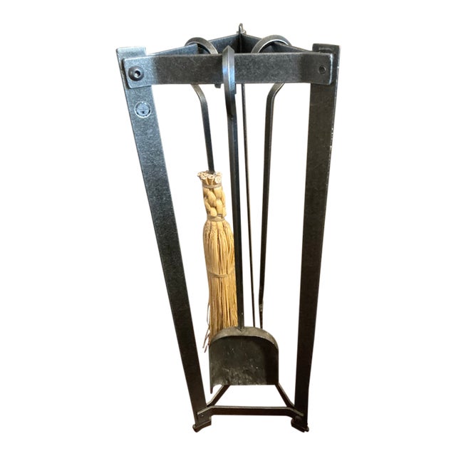 Mid 20th Century Enclume Hand-Forged Iron Fireplace Tool Set For Sale