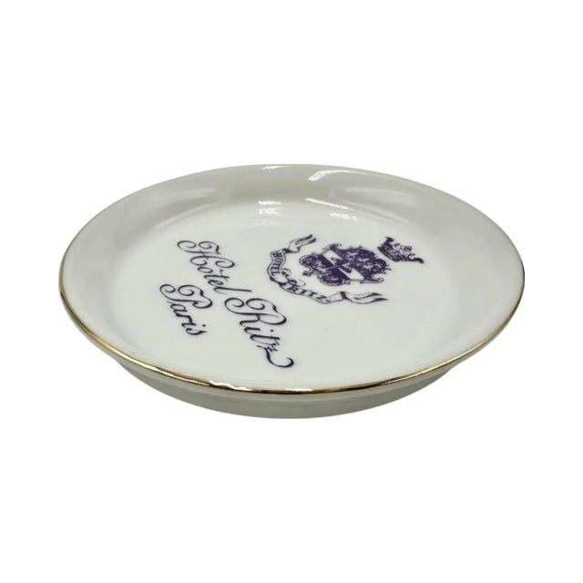 Vintage 5-Star Hotel Ritz Paris White Porcelain Ashtray Coaster Dish For Sale - Image 4 of 12
