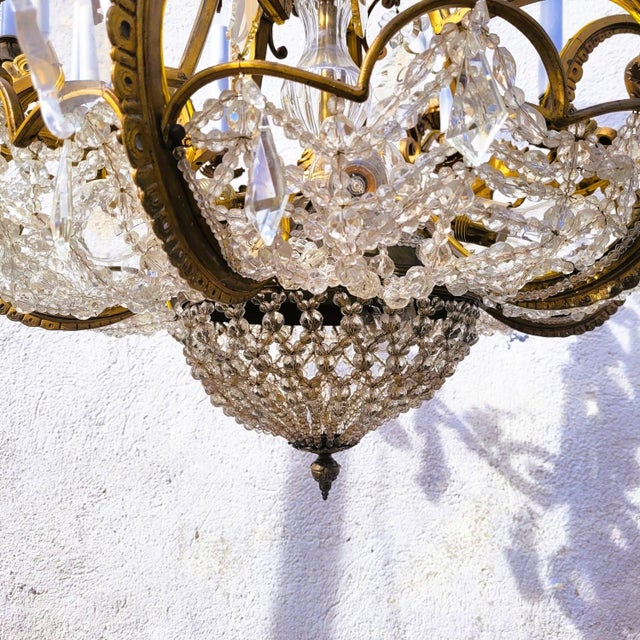 Large 20th Century Chandelier in Bronze and Crystal For Sale - Image 11 of 17