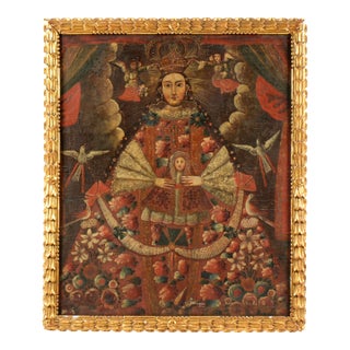 Spanish Colonial Cuzco Painting of Virgin Mary For Sale