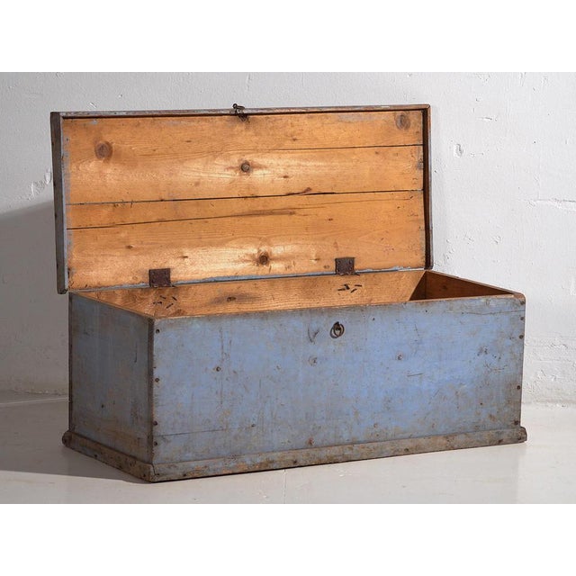 1920s Antique Blue Chest, 1920 For Sale - Image 5 of 11