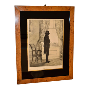 19th Century Burl Framed Lithograph of John Tyler