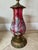 Vintage Hand Painted Raspberry Glass Lamp For Sale - Image 4 of 8