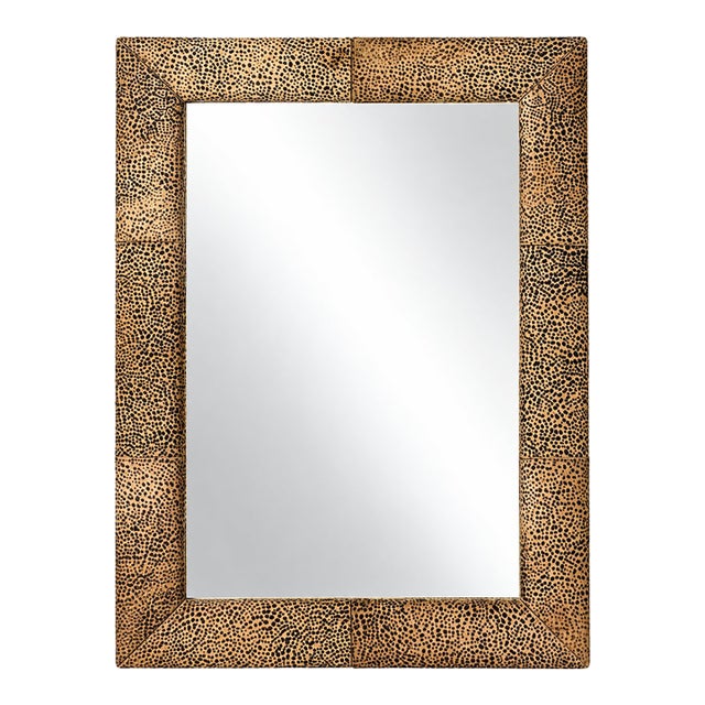 Vintage Ballard Designs Cheetah Hair-on-Hide Leather Mirror For Sale