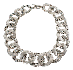 Kenzo Paris Silver Plate Floral Choker Necklace