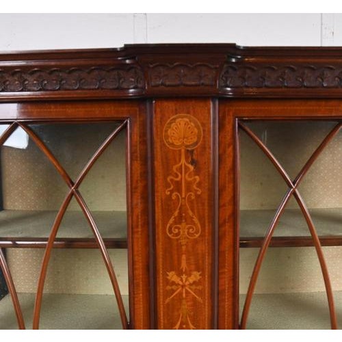 Edwardian Sheraton Revival Inlaid Mahogany Display Cabinet with Glazed Doors, 1890s For Sale - Image 9 of 10