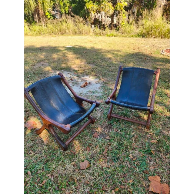 1960s Vintage MCM Don Shoemaker Cocobolo Rosewood Sloucher Lounge Chairs ~ Set of 2 For Sale - Image 5 of 9