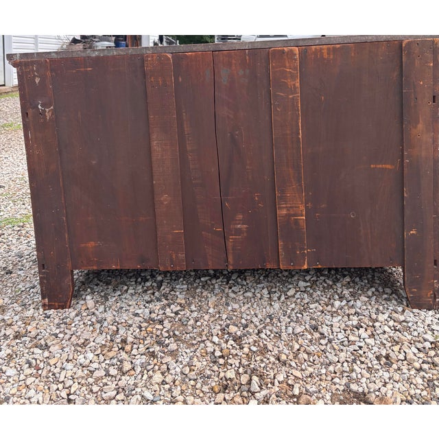 Antique American Black Walnut Burl Victorian Marble Top Dresser With Original Nautical Brass Hardware, Circa 1895–1905 For Sale - Image 12 of 12