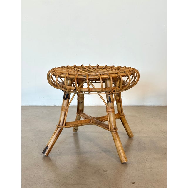 Vintage Rattan and Bamboo Stools, 1970s, Set of 2 For Sale - Image 4 of 7