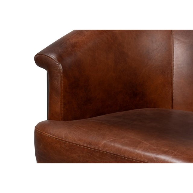Brown Brown Leather Tub Chair For Sale - Image 8 of 11