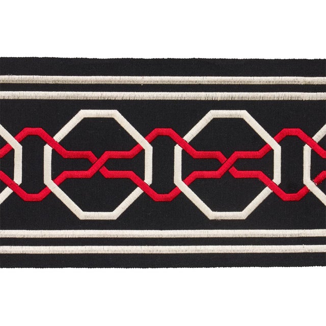 Contemporary Sample - Schumacher X Mary Mcdonald Malmaison Tape in Noir/Ruby For Sale - Image 3 of 3