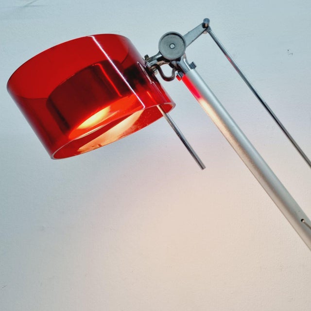 Vintage Red and Chrome Table Lamp, 1980s For Sale - Image 4 of 14
