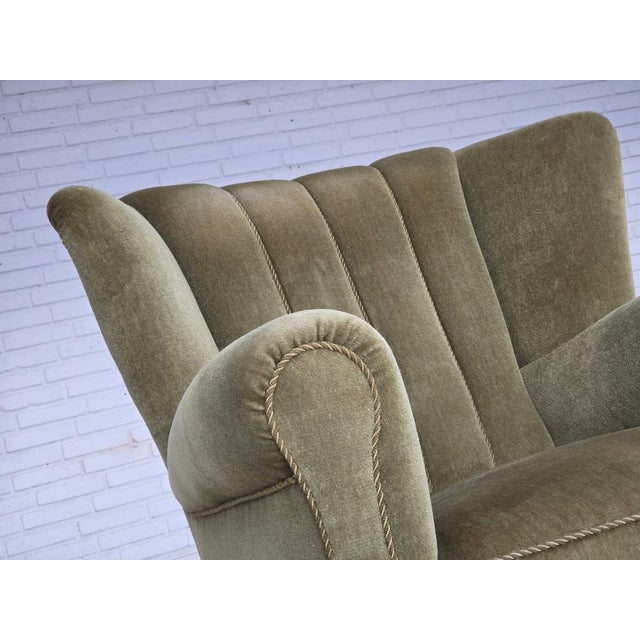 Danish Armchair in Green Velour and Beech, 1960s For Sale - Image 13 of 18