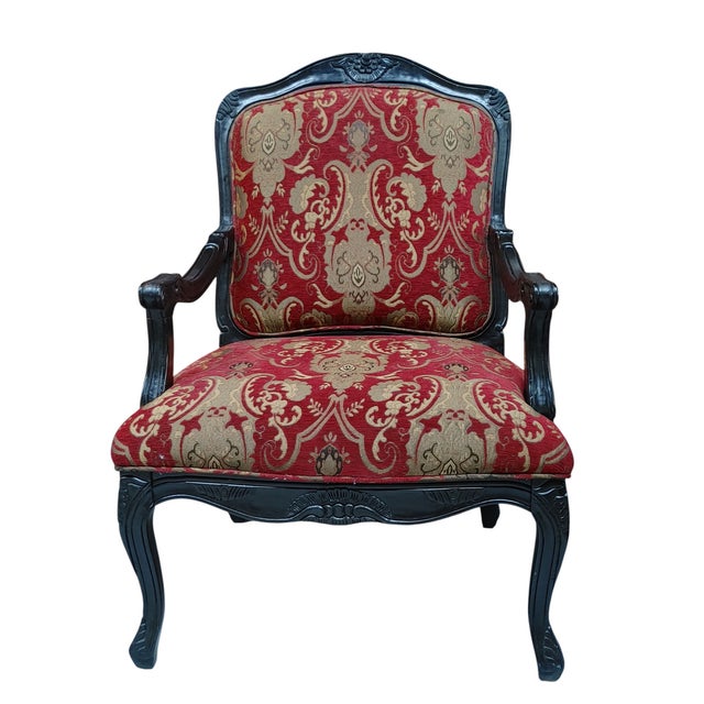 Red Step Into a World of Classic Elegance With This Magnificent Pair of Louis XV Style Armchairs. For Sale - Image 8 of 9