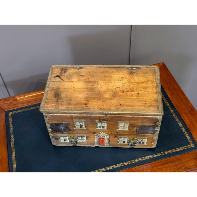 19th Century English Pine Box Hand-Painted as a Georgian Country House For Sale - Image 6 of 8