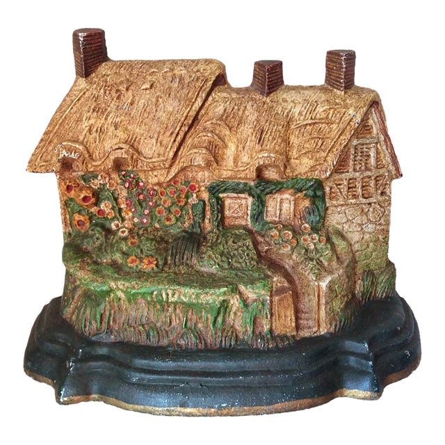 Vintage Ann Hathaway's Cottage Cast Iron Doorstop For Sale