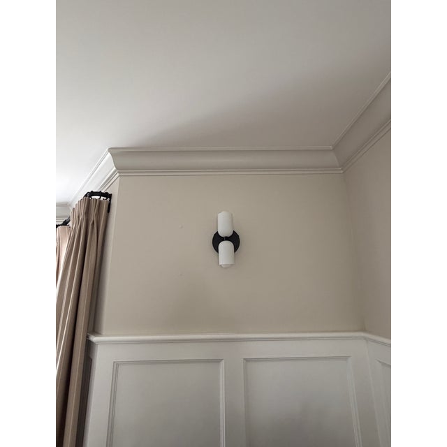 "In Common With" Glass Up Down Wall Sconces in Black - a Pair For Sale - Image 4 of 7