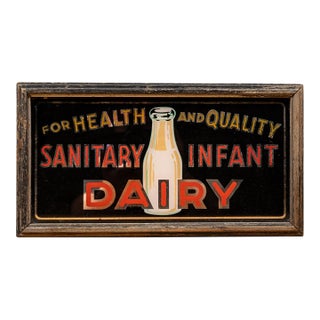 Early 20th Century Illuminated Glass Storefront Sanitary Infant Dairy Sign For Sale