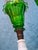 Metal Antique Emerald Green Glass Whale Oil Lamps Milk Glass Base Eapg 13.5" - a Pair For Sale - Image 7 of 9