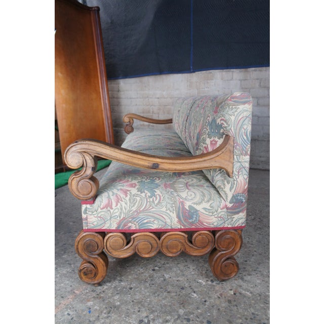 Wood Late 19th Century Antique Spanish Colonial Mahogany Hall Bench Couch Sofa For Sale - Image 7 of 12