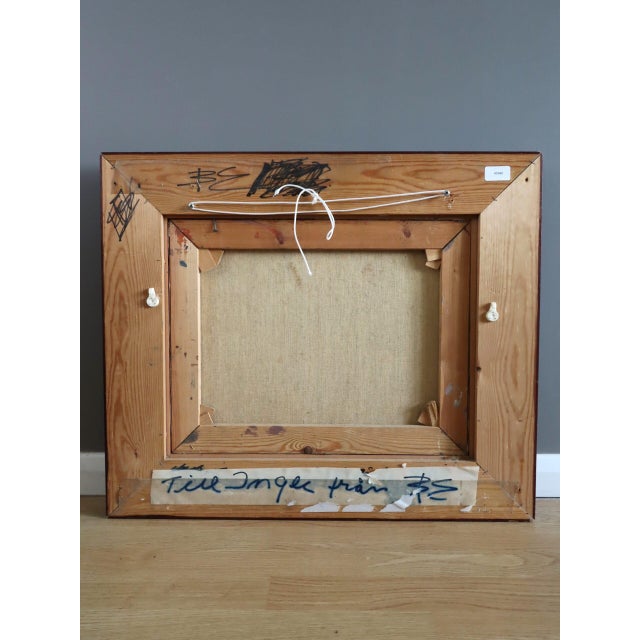 Mid-Century Modern 'The Exchange' Vintage Original Abstract Figurative Oil Painting, Framed For Sale - Image 11 of 11