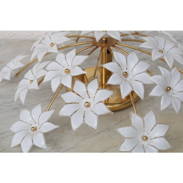 1970s Wonderful Murano Ceiling Light White Flowers For Sale - Image 12 of 15