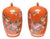 Pair of Petite Chinese Persimmon Peony Jars, C. 1920 For Sale