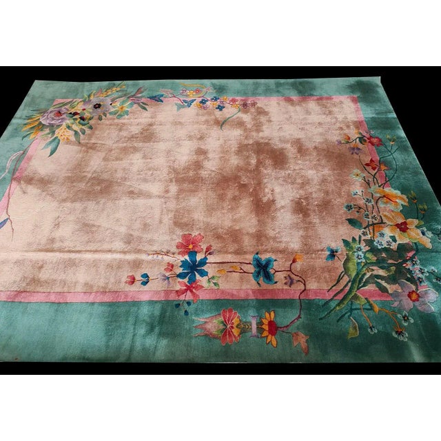 1920s Antique Chinese Art Deco Rug 9' 0" x 11' 6" For Sale - Image 5 of 6