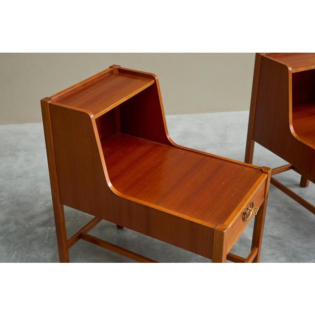 Vintage Swedish Nightstands in Teak by David Rosén for Nordiska Kompaniet, 1952, Set of 2 For Sale - Image 12 of 17