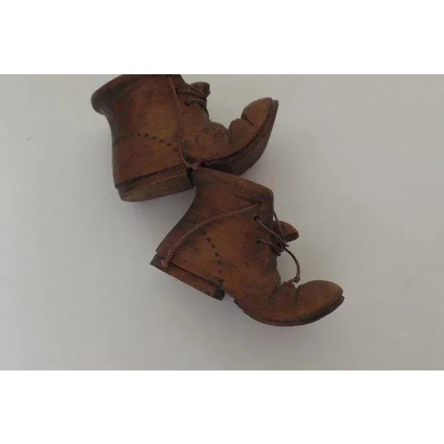 Textile Mid 20th Century Miniature Hand Carved Boots For Sale - Image 7 of 8