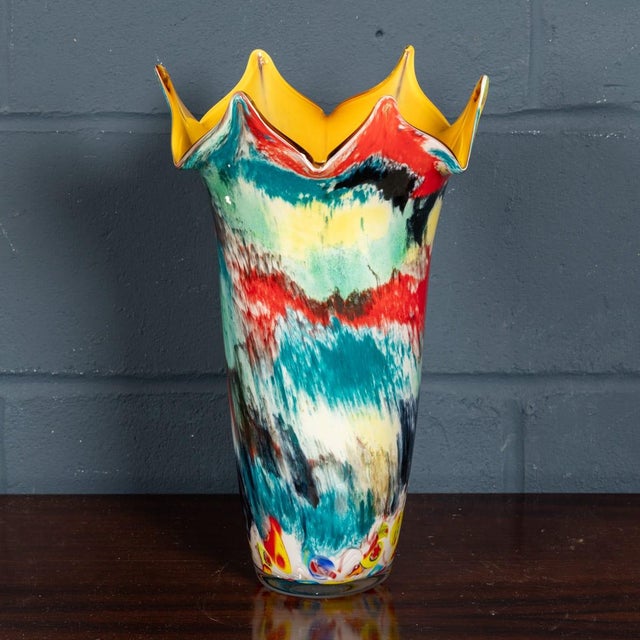 Vintage Italian Hand Blown Millefiori Glass Vase, Murano, 1980s For Sale - Image 4 of 9