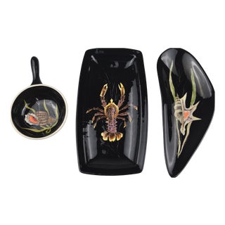 Shell Ceramic Set by Guy Trévoux for Henriot Quimper, 1950s, Set of 3 For Sale