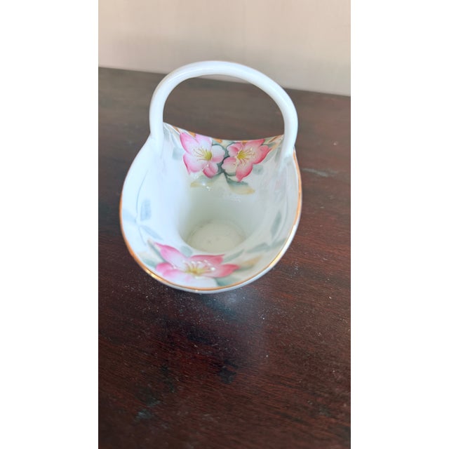 Noritake Antique, Early 20th Century Noritake Japan Azalea Porcelain Dolly Varden Basket For Sale - Image 4 of 6
