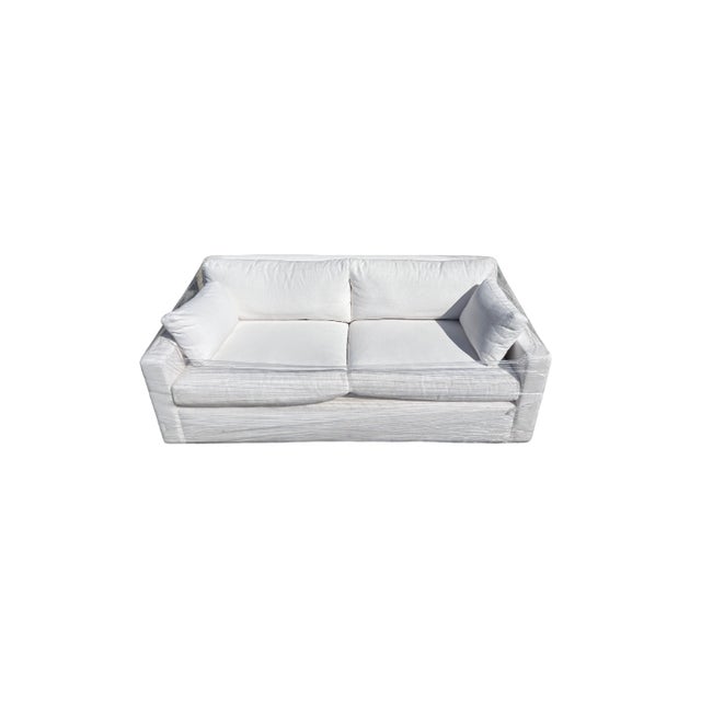 Restoration Hardware Rh Belgian Track Arm Sofa – 7' Luxe Depth – Parà Italian Performance Basket Weave in White For Sale - Image 4 of 11