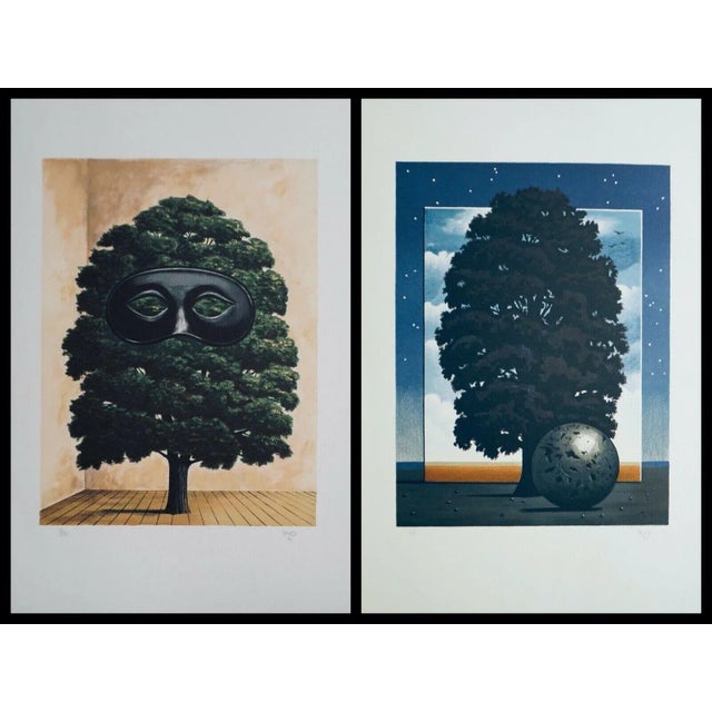 1980s 1980s "The Big Parade & Random Selection" Michael Hasted Surrealist Landscape Hand-Signed Lithographs - Set of 2 For Sale - Image 5 of 5