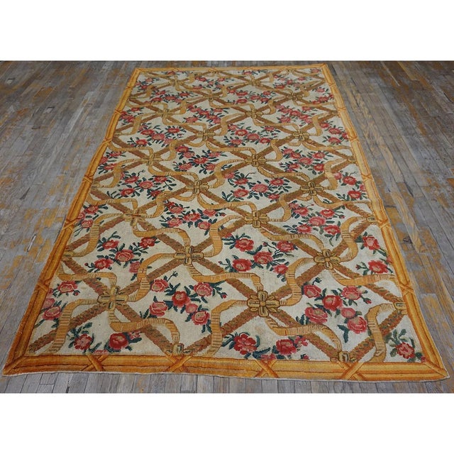 Ivory 1770s Ivory Floral Antique French Aubusson Savonnerie Carpet 5'6"x8'10" Wool Rug For Sale - Image 8 of 8