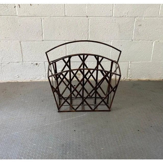 1970s Vintage Large Metal Magazine Rack For Sale - Image 5 of 7