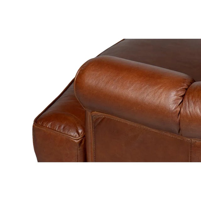 Brown Classic Leather Swivel Chair For Sale - Image 8 of 12