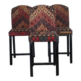 Turkish Kilim Bar Stools - Set of 3 For Sale