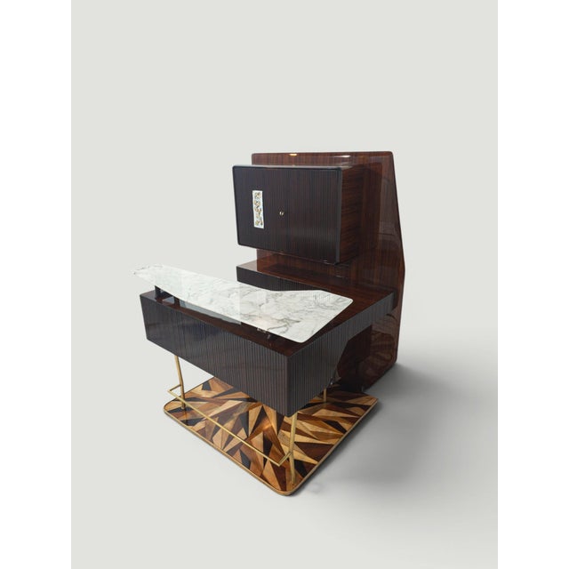 1940s Mid-Century Italian Bar Cabinet with Stools attributed to Osvaldo Borsani, Set of 3 For Sale - Image 5 of 18