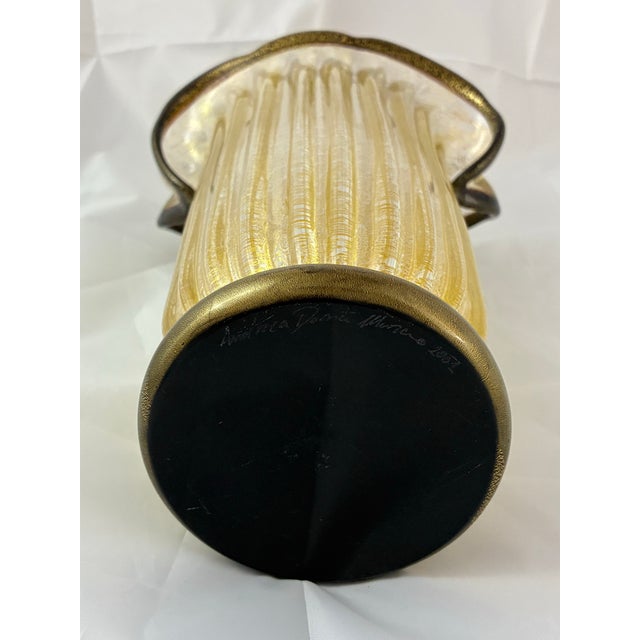 Rare Signed 2001 Andrea Donà Murano Exhibition Vase - Dual-Color & 24k Gold - Alberto Dona For Sale - Image 12 of 12