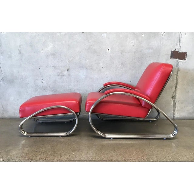 KEM Weber 1970s Kem Weber Style Lounge Chair & Ottoman For Sale - Image 4 of 9