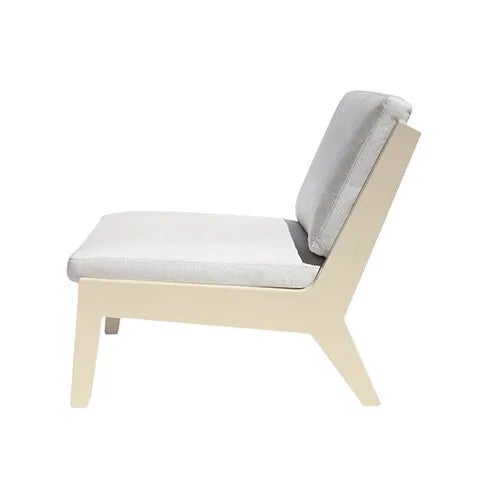 Mid-Century Modern Portofino Outdoor Lounge Chair by the Drawing Room Atl - Handcrafted Mahogany in Premium Yacht Finish: Classic Beige - Modern Outdoor Furniture For Sale - Image 3 of 4