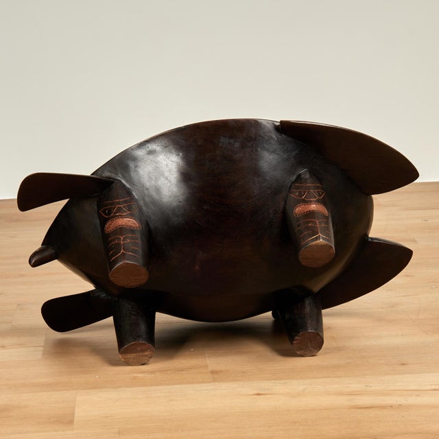 Vintage Carved Wood Fijian Turtle Kava Bowl For Sale - Image 14 of 14
